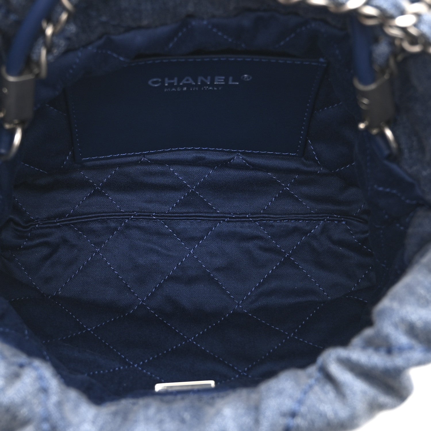 Chanel Washed Denim Quilted Studded Mini Chanel 22 Blue