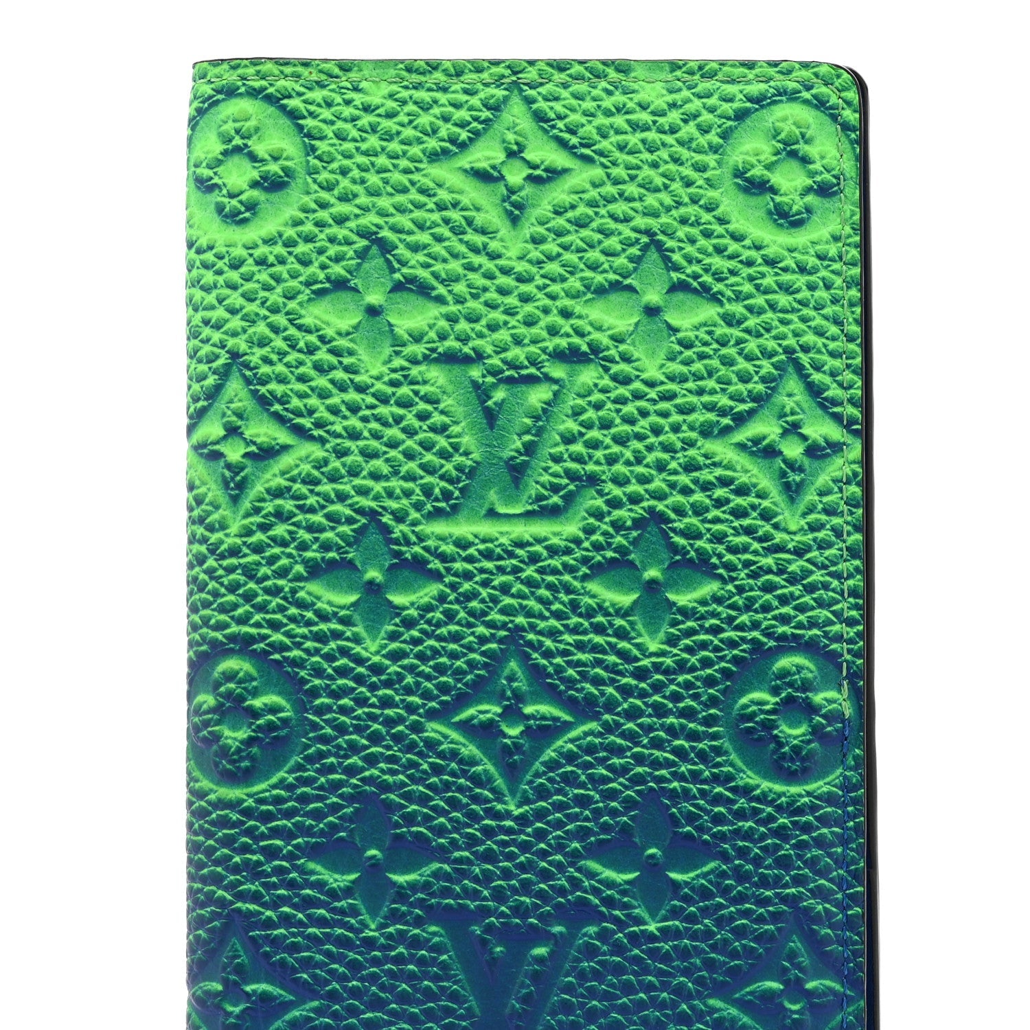 Louis Vuitton Taurillon Illusion Brazza Wallet Bleu Vert