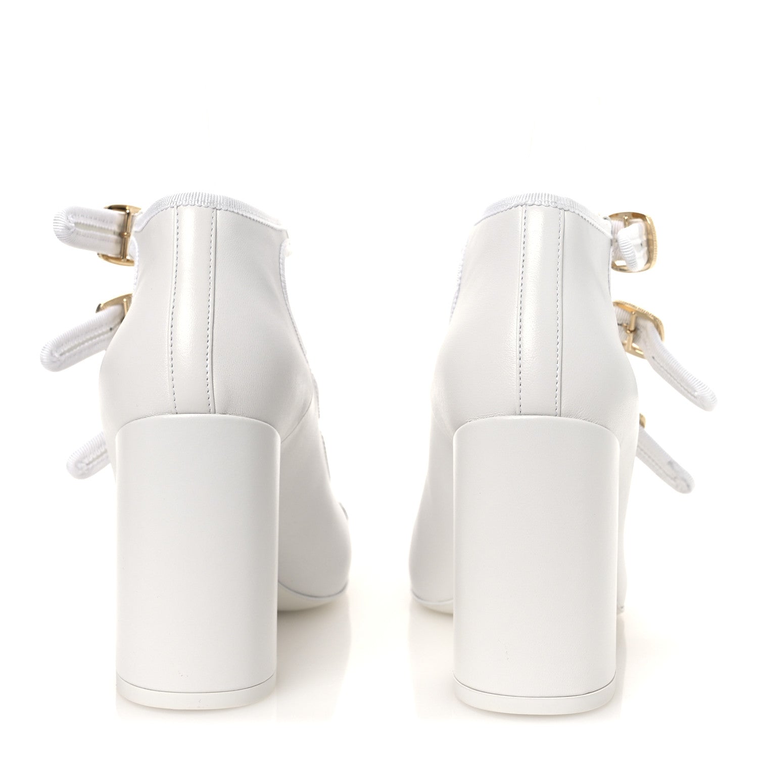 Lambskin Metal Mary Jane Pumps 37 White Black