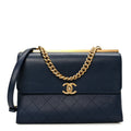 Chanel Lambskin Stitched Coco Luxe Medium Flap Blue