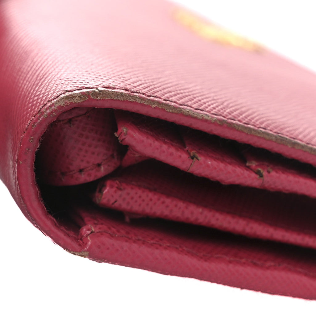 Prada Saffiano Metal Oro Chain Wallet Peonia