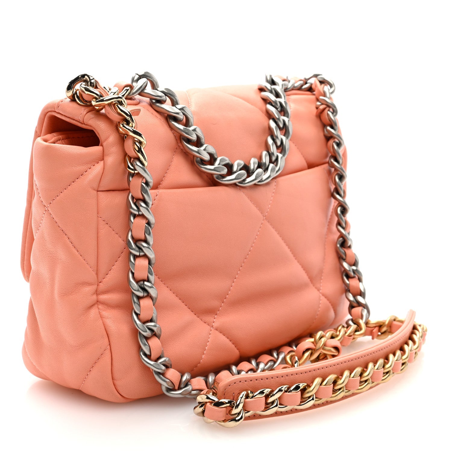 Chanel Lambskin Quilted Medium Chanel 19 Flap Light Orange