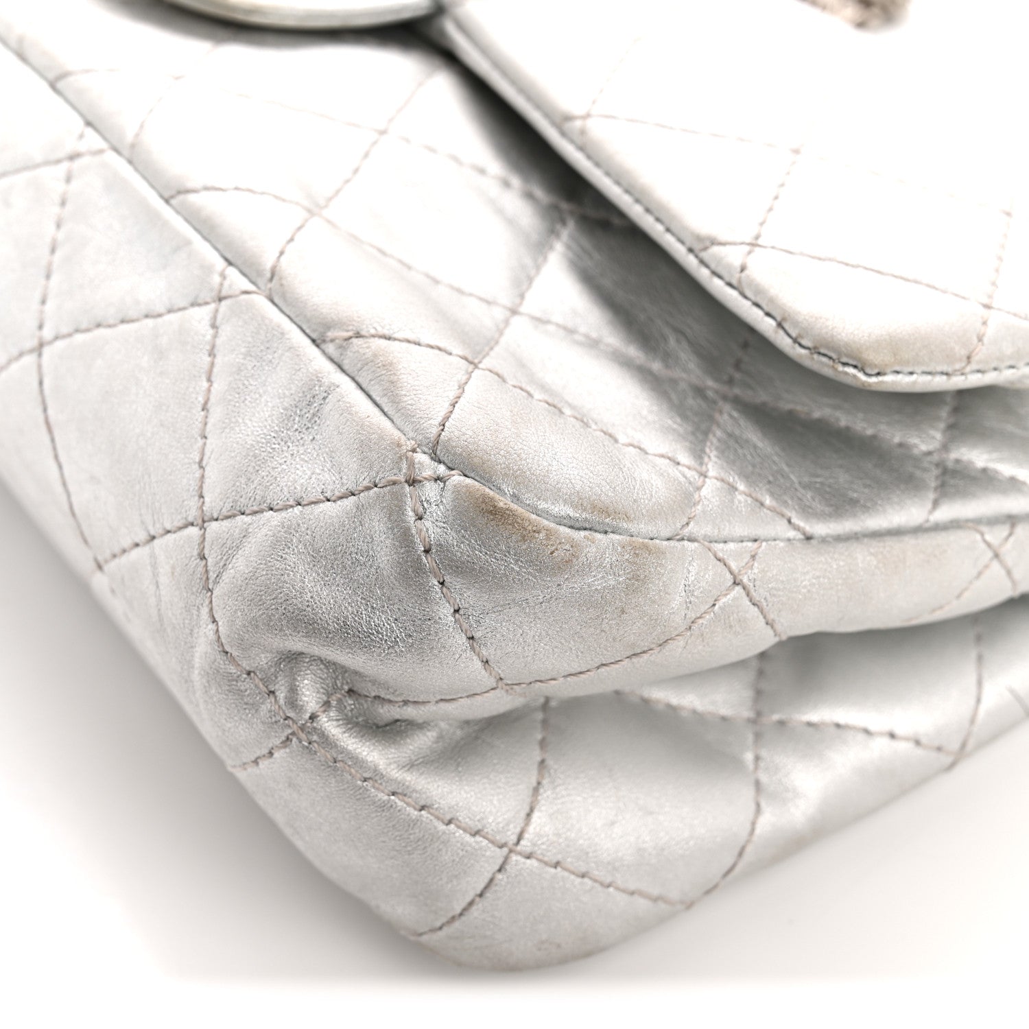 Chanel Metallic Lambskin Quilted 2.55 Reissue 227 Flap Silver