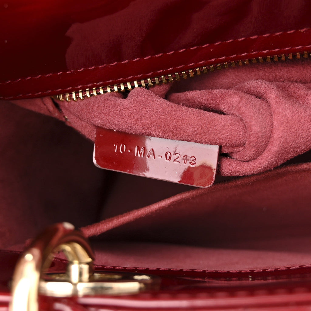Christian Dior Patent Cannage Small Lady Dior Cherry Red