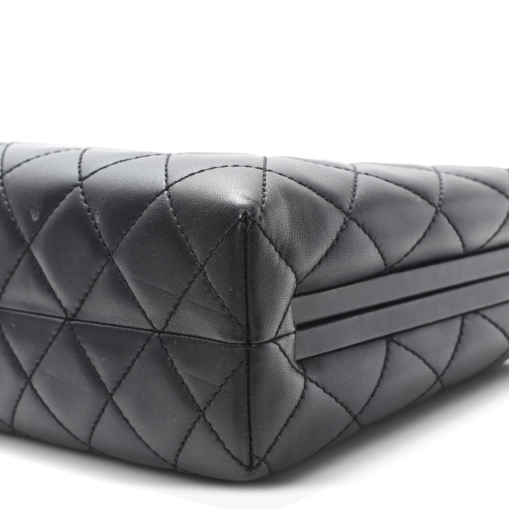 Chanel Lambskin Quilted Kisslock Minaudiere Black