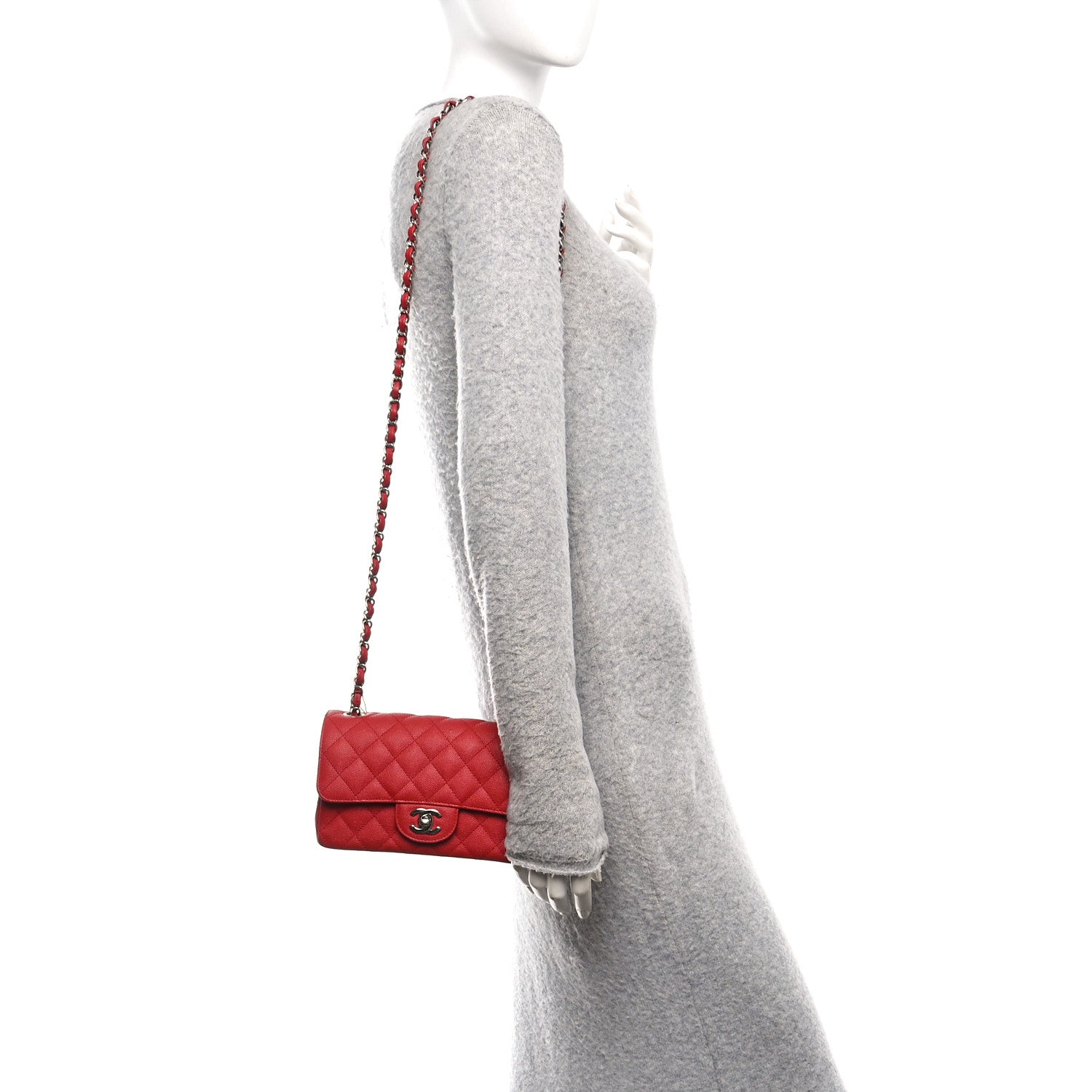 Chanel Caviar Quilted Mini Rectangular Flap Red