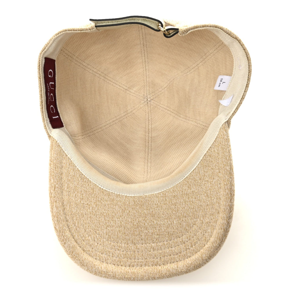 Gucci Wool Lame Double G Crystal Baseball Hat L Beige