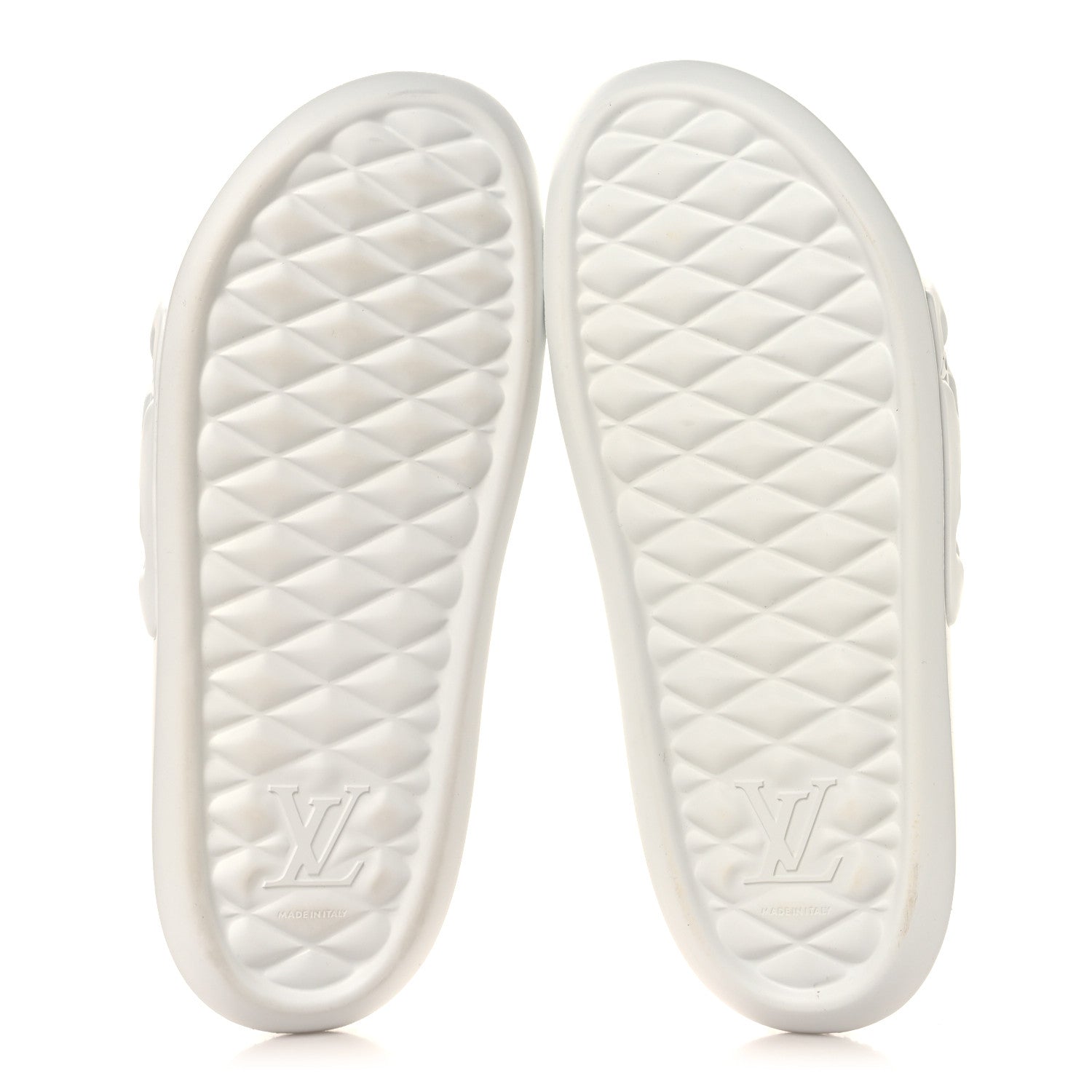 Louis Vuitton Rubber Embossed Monogram Mens Waterfront Mules 11 White