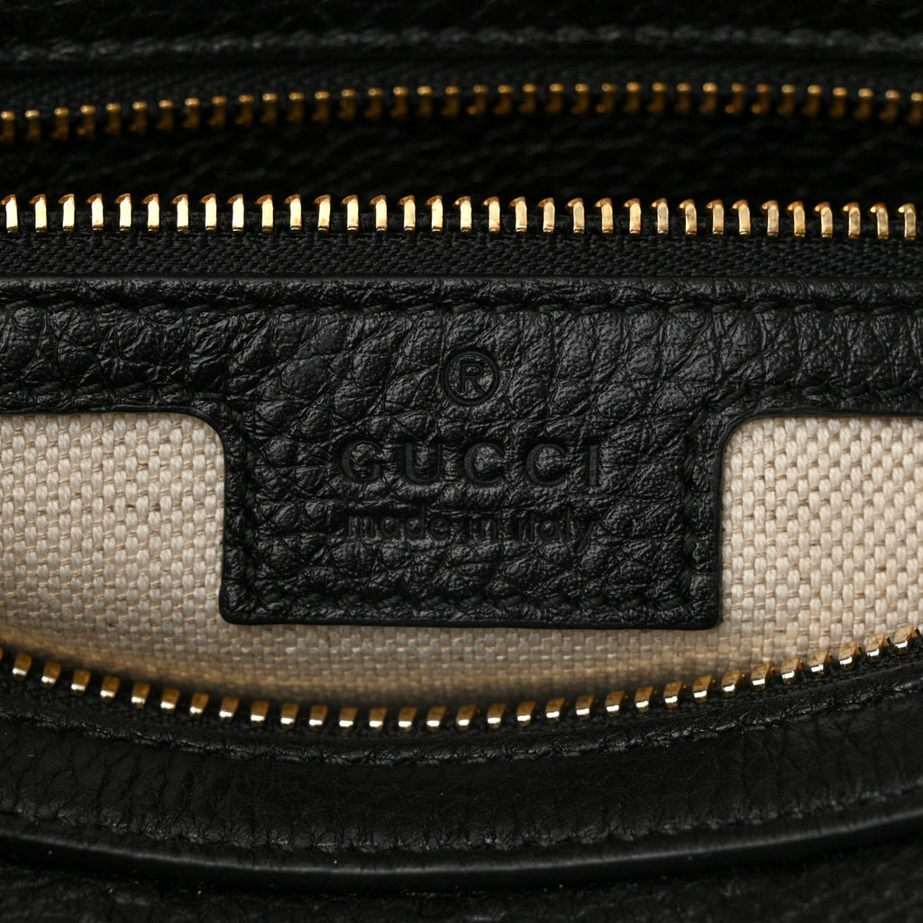 Gucci Calfskin GG Emblem Small Top Handle Bag Black
