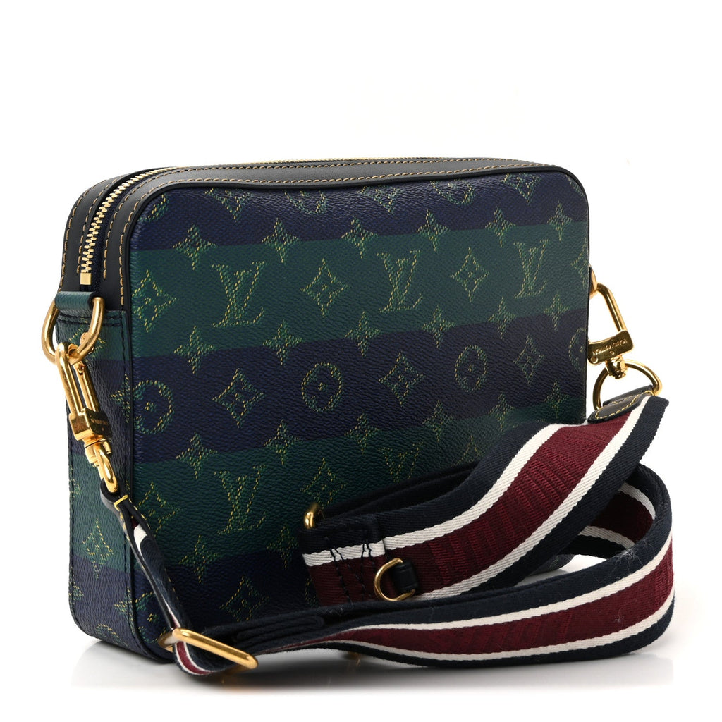 Louis Vuitton Monogram Heritage Stripes Trio Messenger Blue