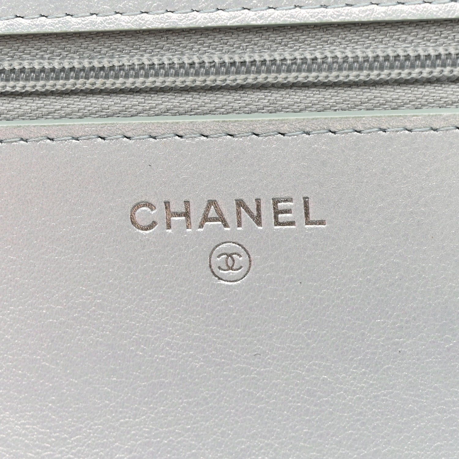 Chanel Iridescent Calfskin Quilted Wallet On Chain WOC Light Blue