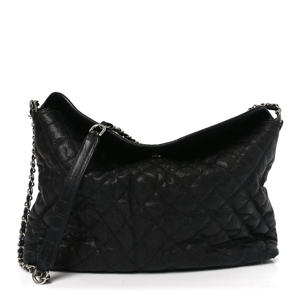 Chanel Caviar Quilted French Riviera Hobo Black