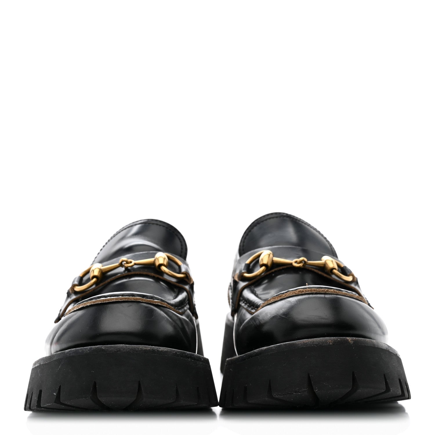 Gucci Cordovan Lux Womens Harald Horsebit 25mm Platform Loafers 38.5 Black
