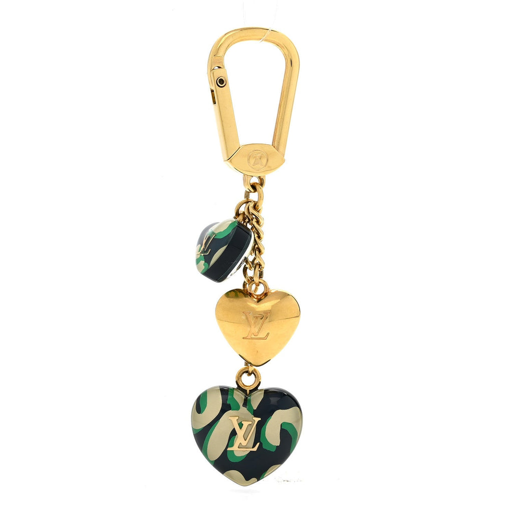 Louis Vuitton Leopard Heart Bag Charm Key Holder Blue Infini