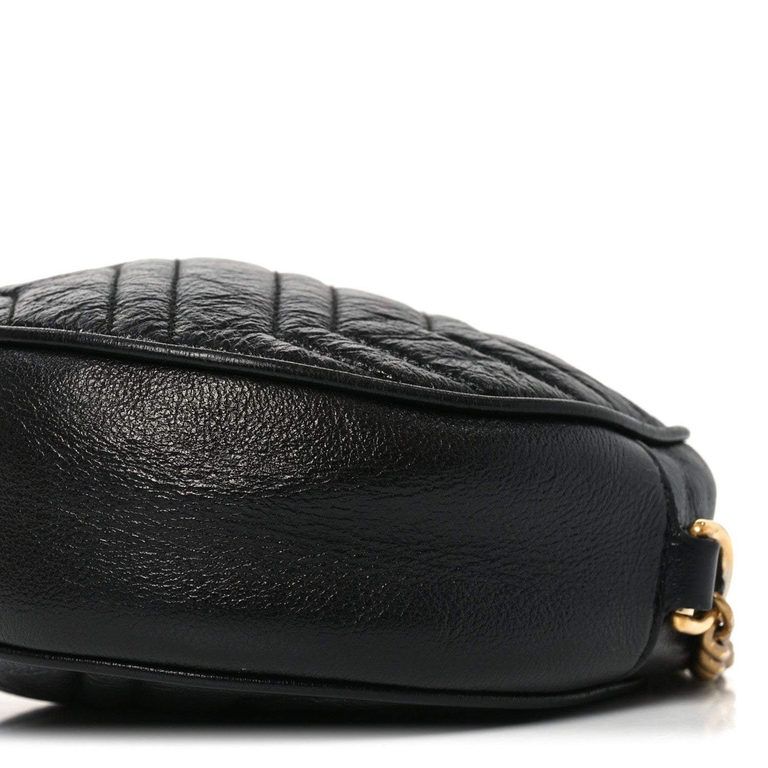 Gucci Azalea Calfskin Matelasse Heart Mini GG Marmont Round Shoulder Bag Black
