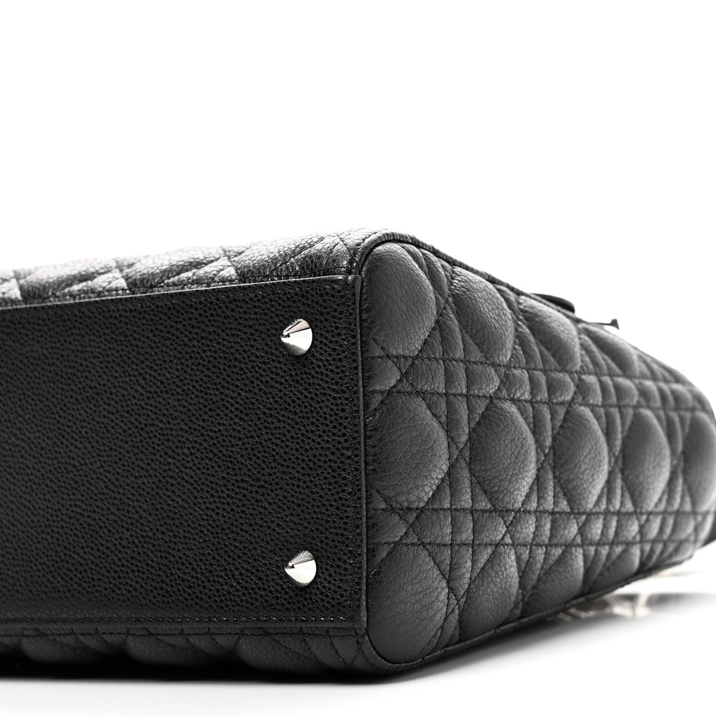 Christian Dior Grained Calfskin Cannage Medium Lady Dior Black