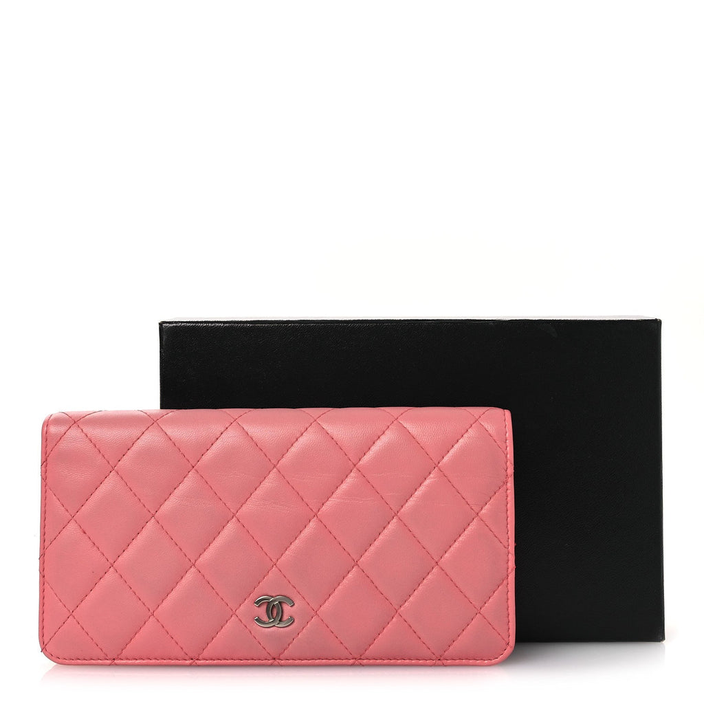 Lambskin Quilted Yen Wallet Pink
