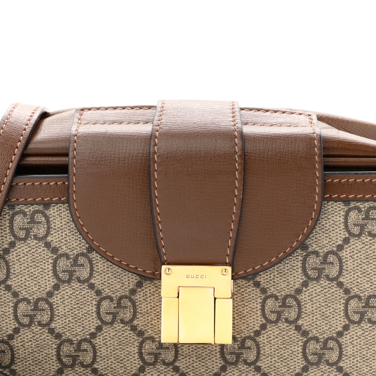 Gucci GG Supreme Monogram Mini Clasp Bag Beige Brown