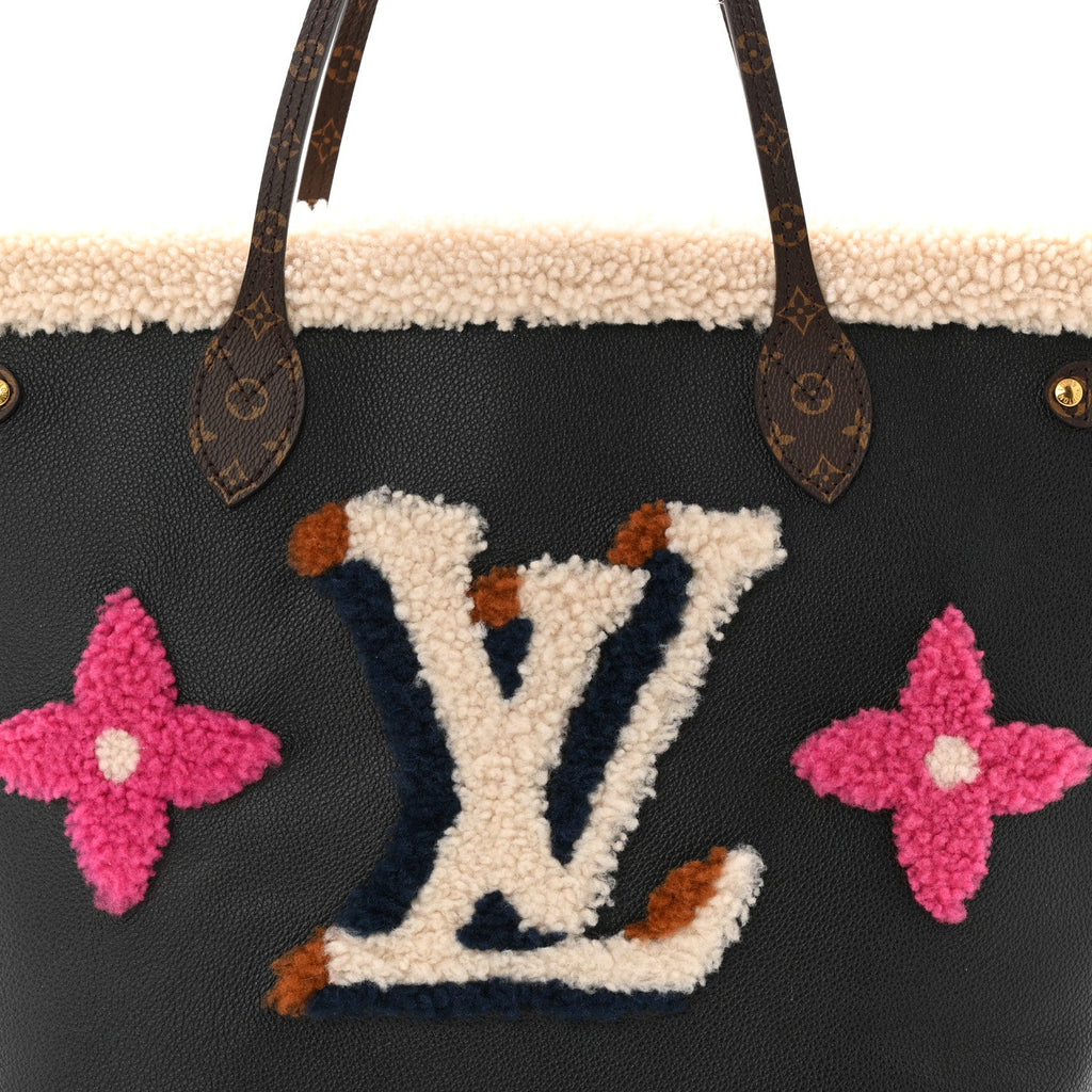 Louis Vuitton Calfskin Monogram Teddy Neverfull MM Black
