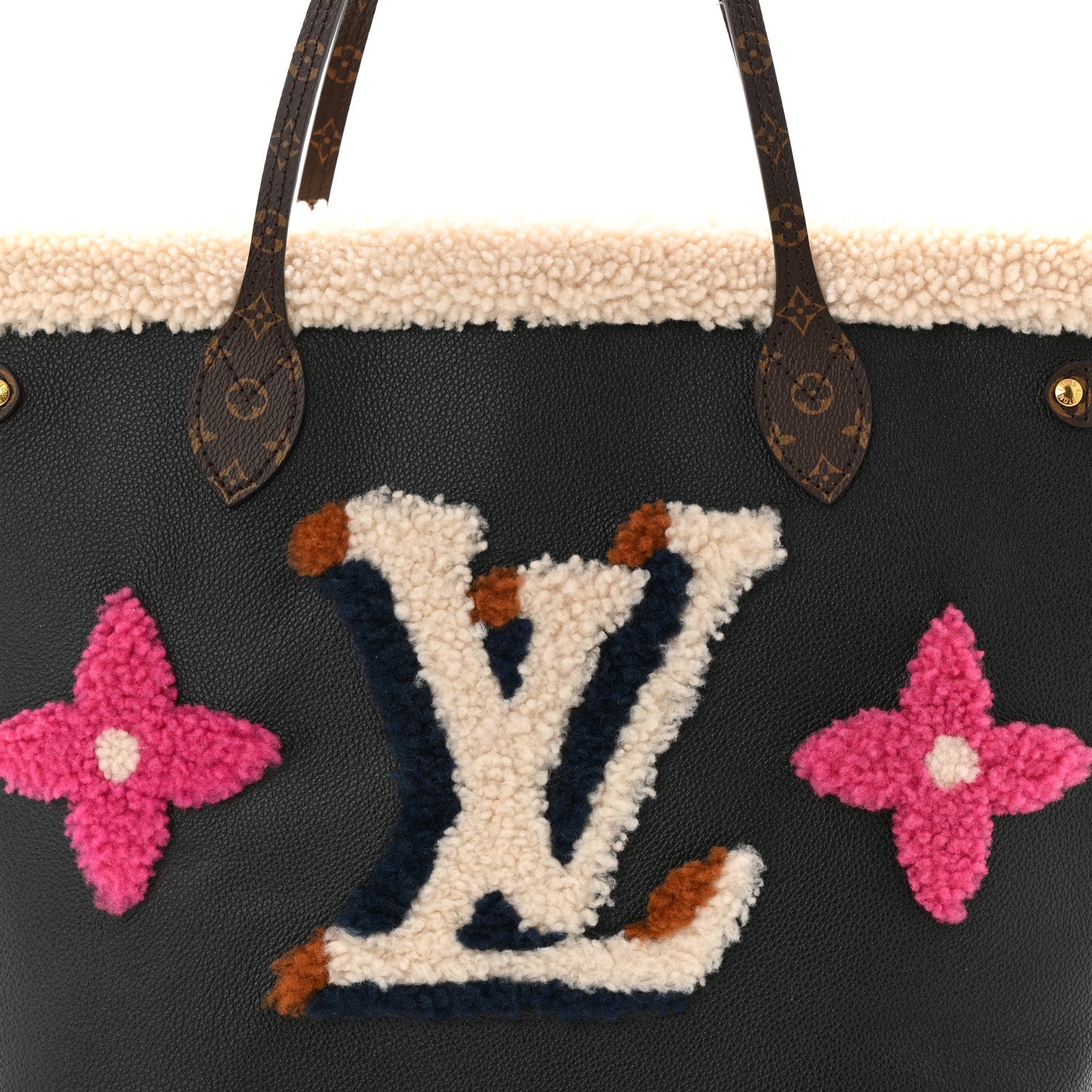 Louis Vuitton Calfskin Monogram Teddy Neverfull MM Black
