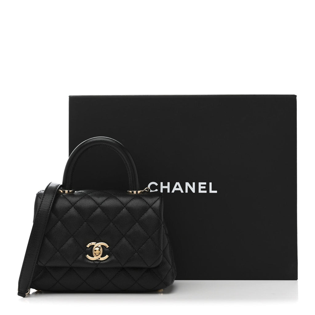 Chanel Caviar Quilted Extra Mini Coco Handle Flap Black