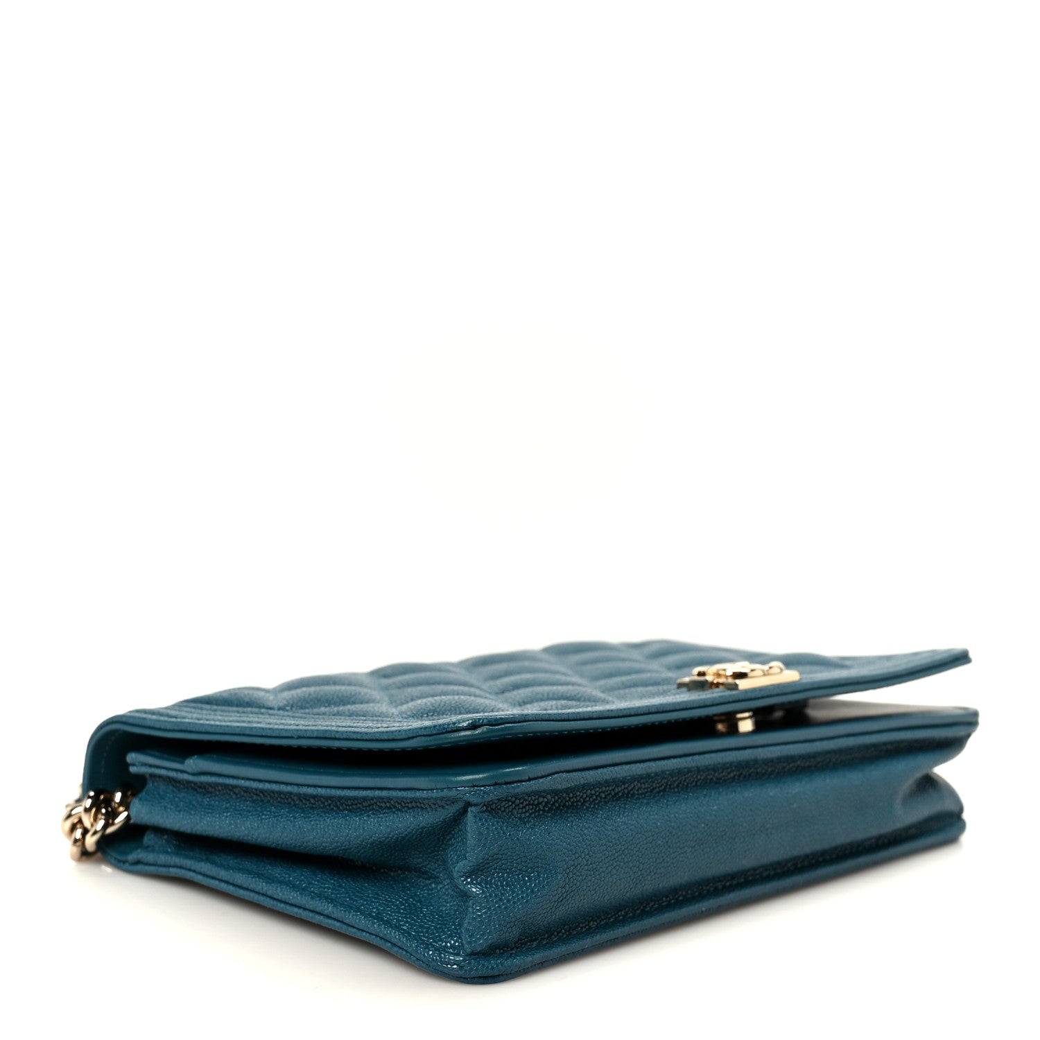 Chanel Caviar Quilted Boy Wallet On Chain WOC Blue