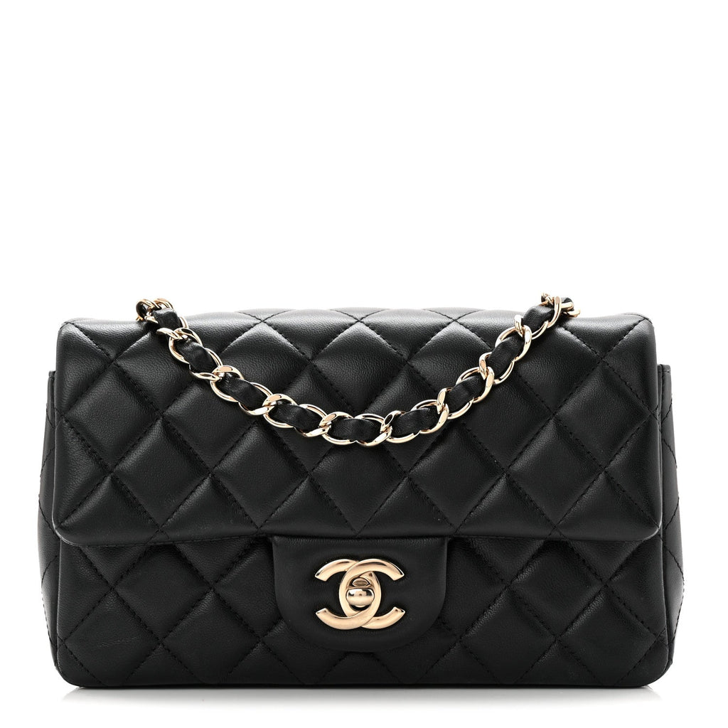 Chanel Lambskin Quilted Mini Rectangular Flap Black