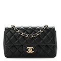 Chanel Lambskin Quilted Mini Rectangular Flap Black
