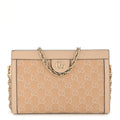 Gucci Denim Calfskin GG Monogram Small Ophidia Chain Shoulder Bag Light Beige