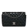 Chanel Patent Quilted Medium Double Flap Black