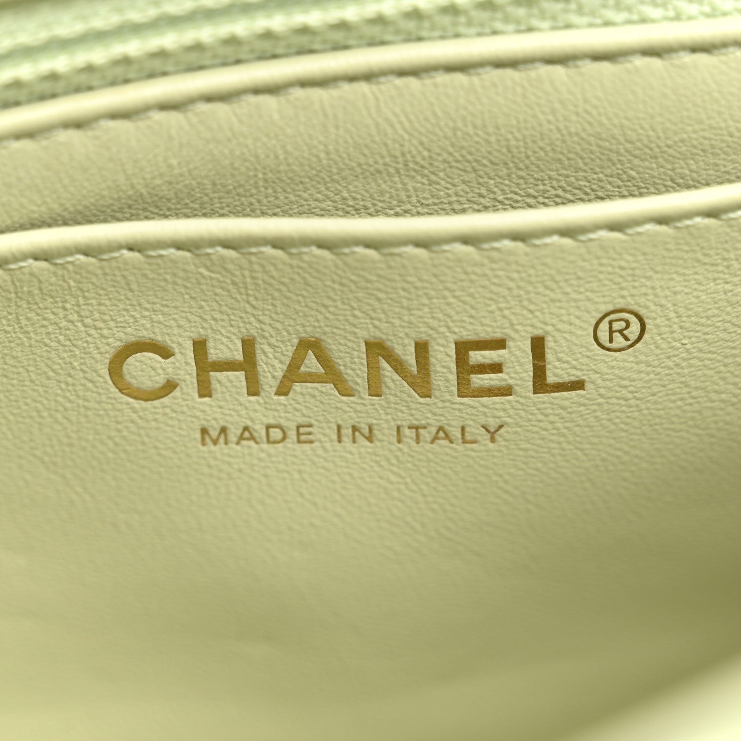 Chanel Lambskin Quilted Mini Pearl Crush Flap Light Green