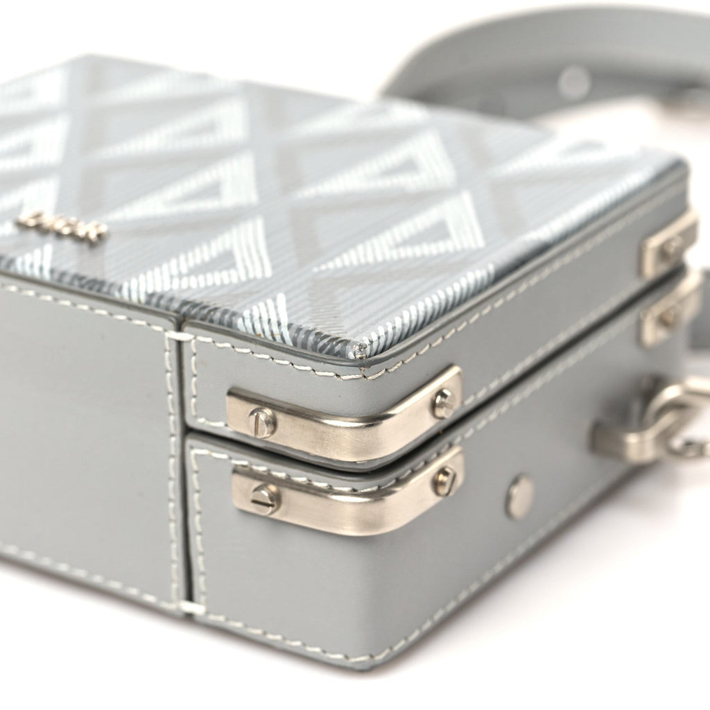 Christian Dior Coated Canvas CD Diamond Lock Mini Case  Gray