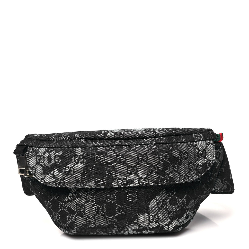 Gucci Denim Monogram Web Belt Bag Blue Multicolor