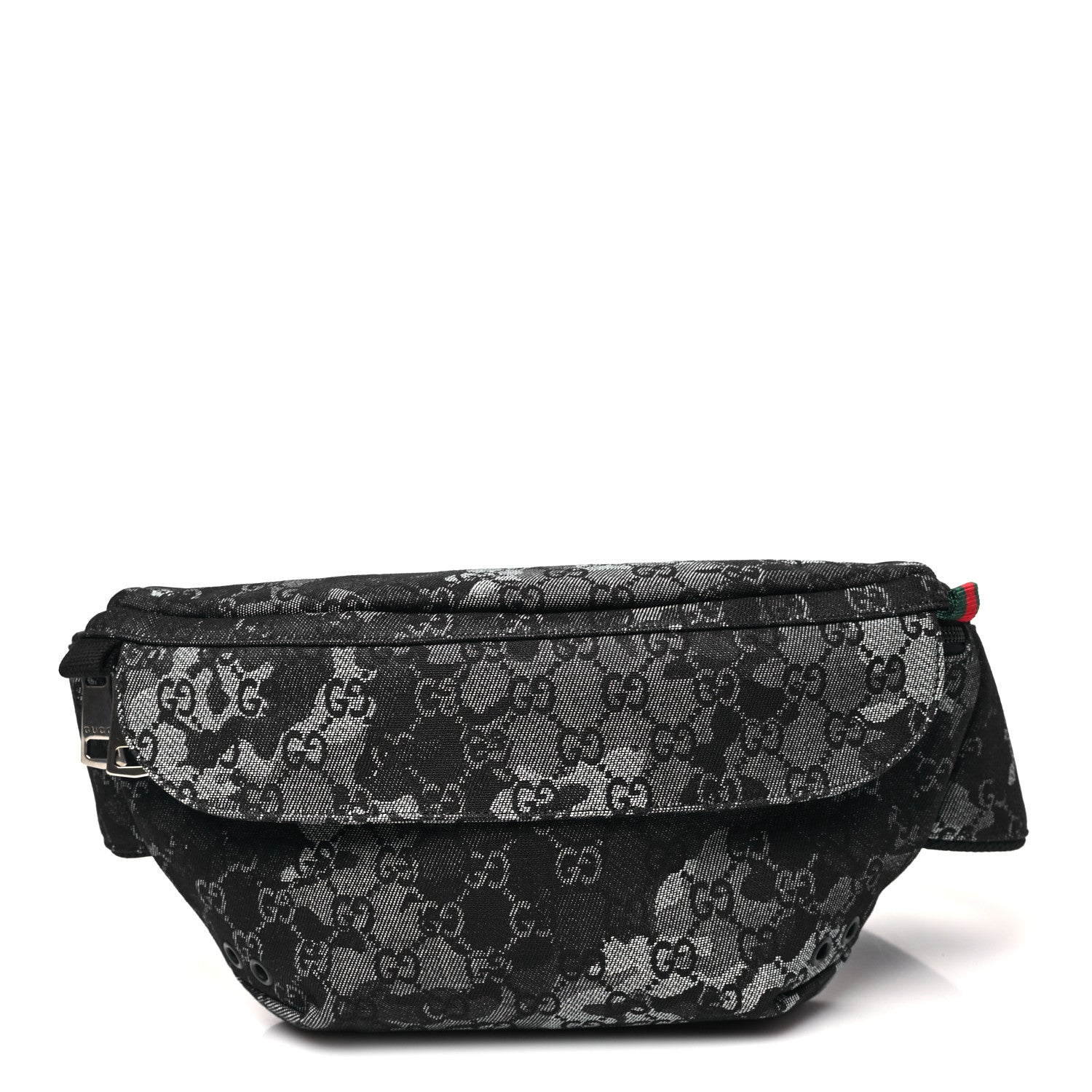 Gucci Denim Monogram Web Belt Bag Blue Multicolor