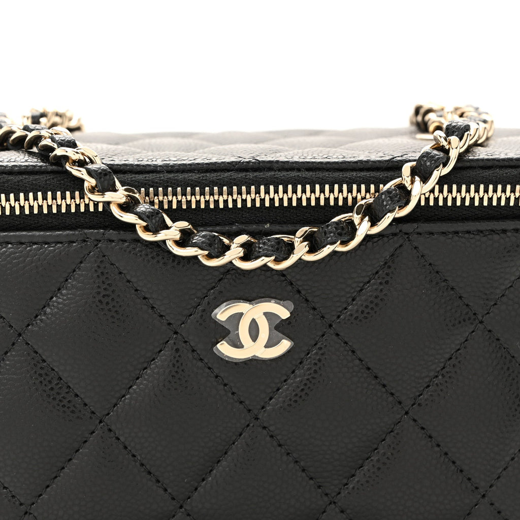 Chanel Caviar Quilted Small Vanity Case With Chain Black