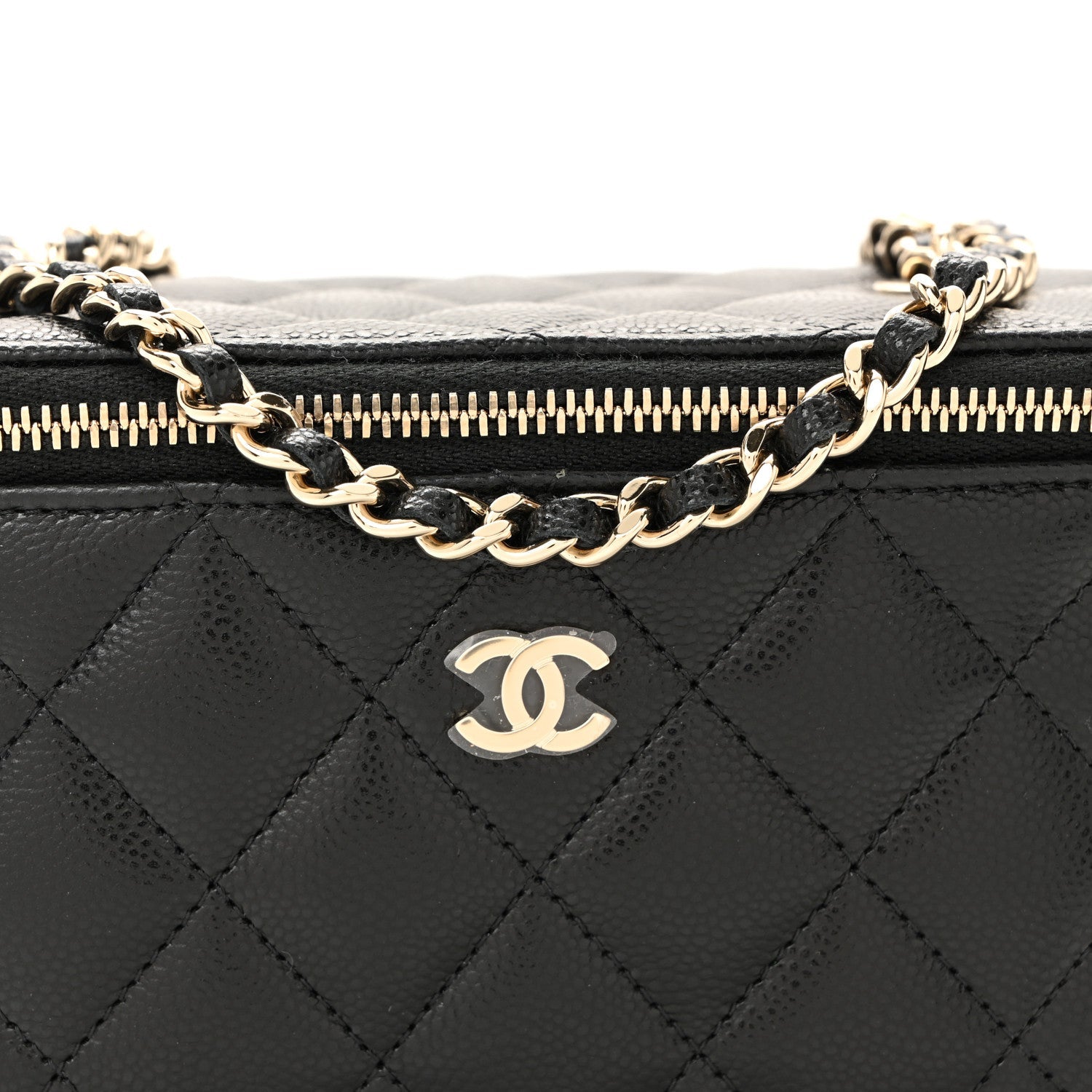 Chanel Caviar Quilted Small Vanity Case With Chain Black