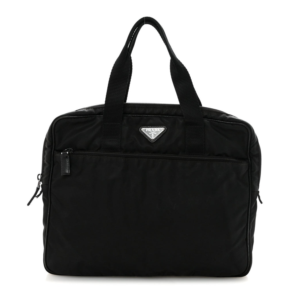 Prada Saffiano Tessuto Nylon Small Briefcase Black