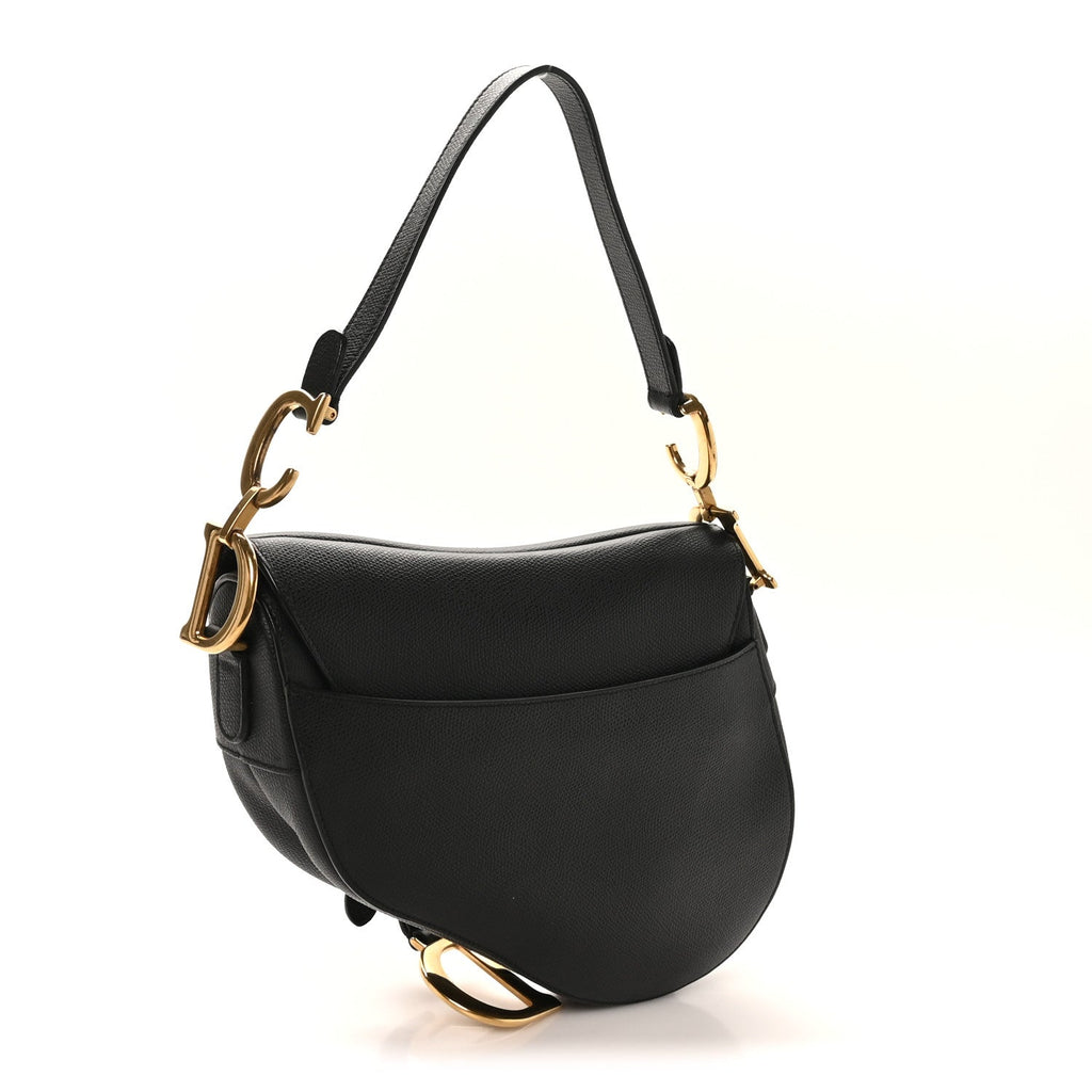 Christian Dior Grained Calfskin Saddle Bag Black