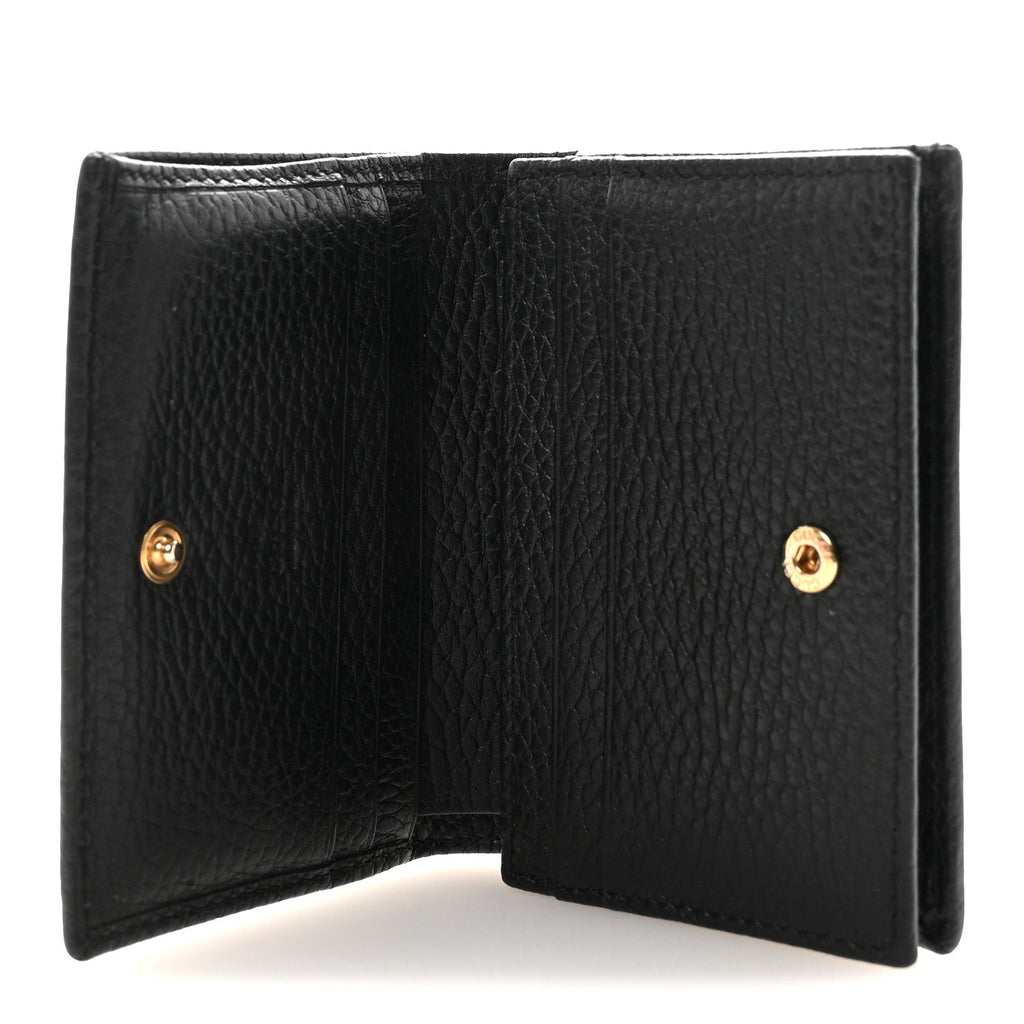 Gucci Pebbled Calfskin GG Marmont Card Case Black