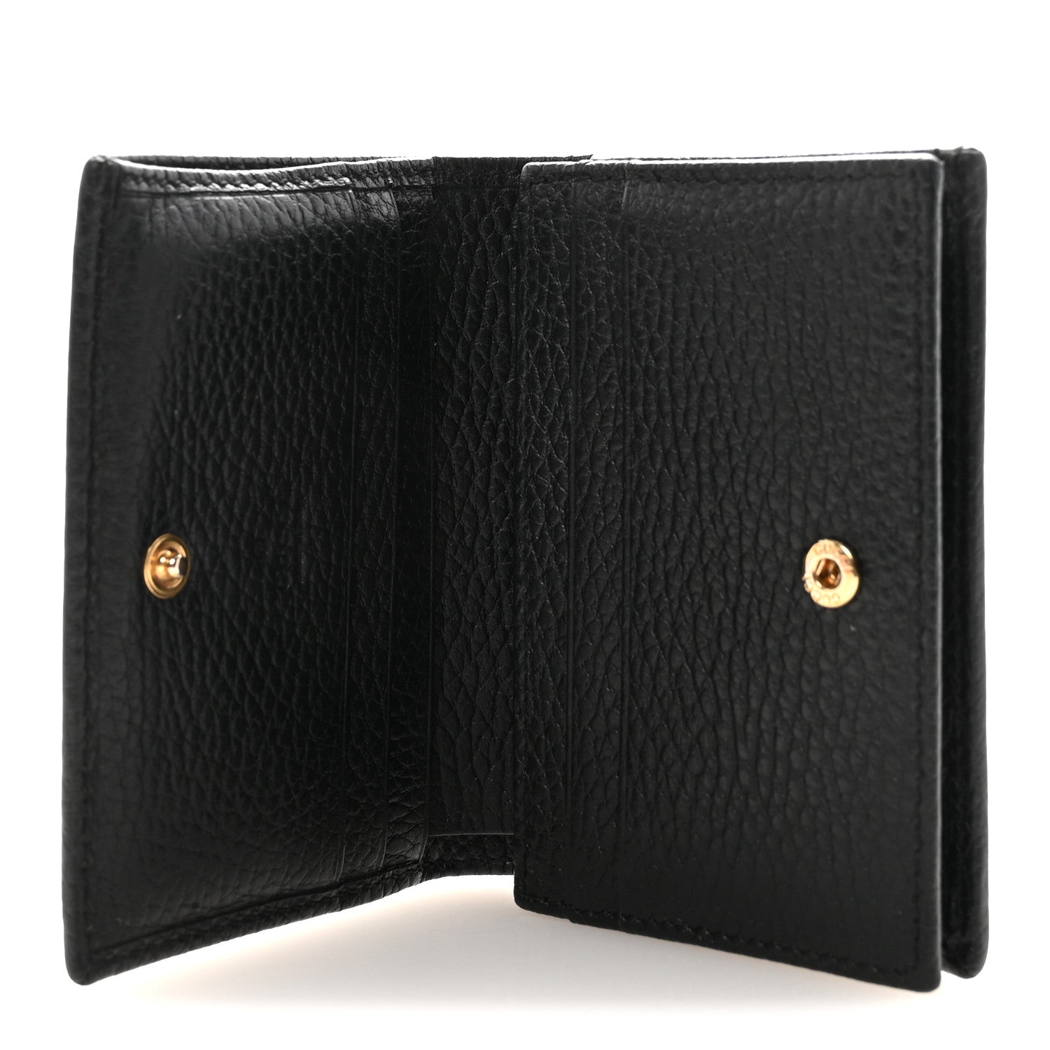 Gucci Pebbled Calfskin GG Marmont Card Case Black