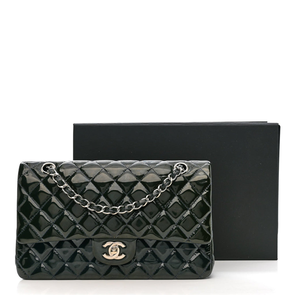 Chanel Patent Quilted Medium Double Flap Blue