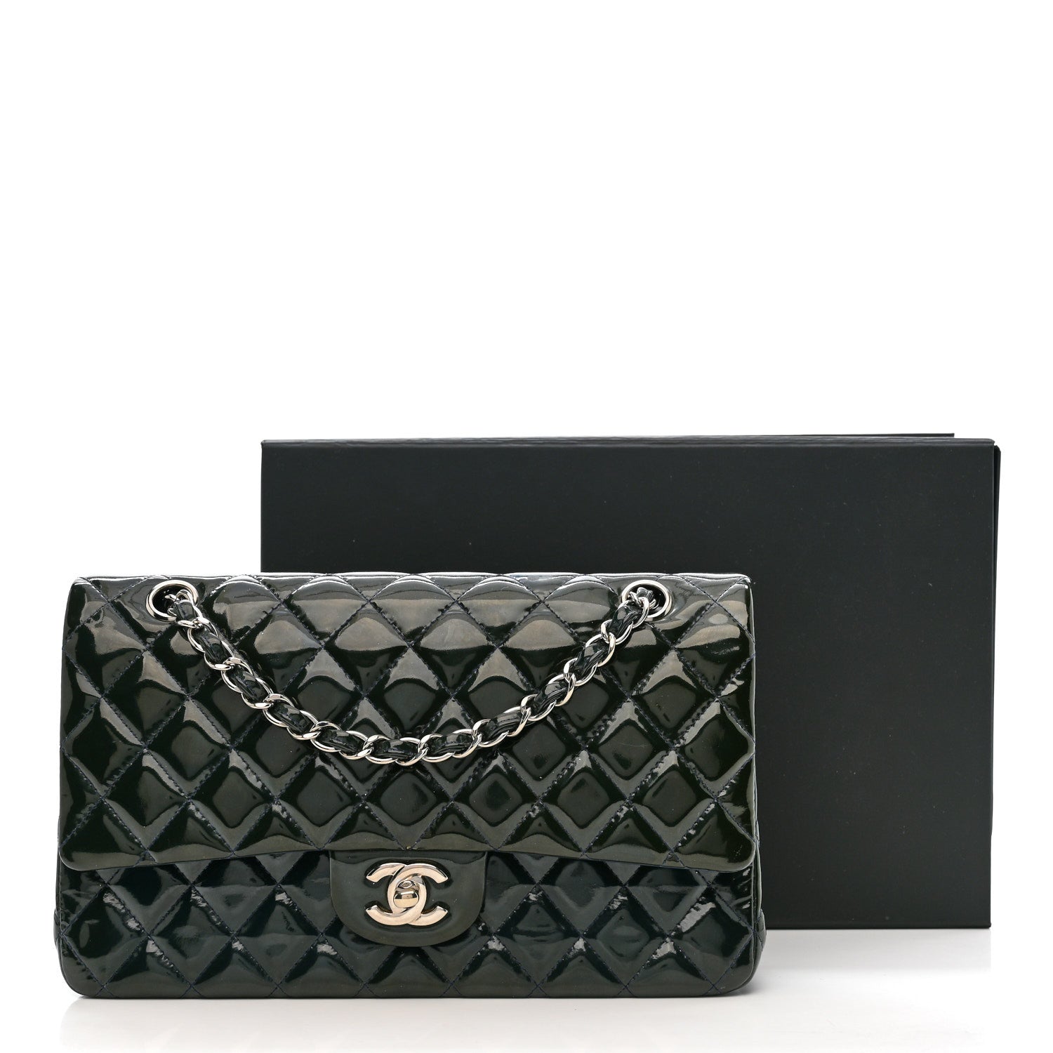 Chanel Patent Quilted Medium Double Flap Blue