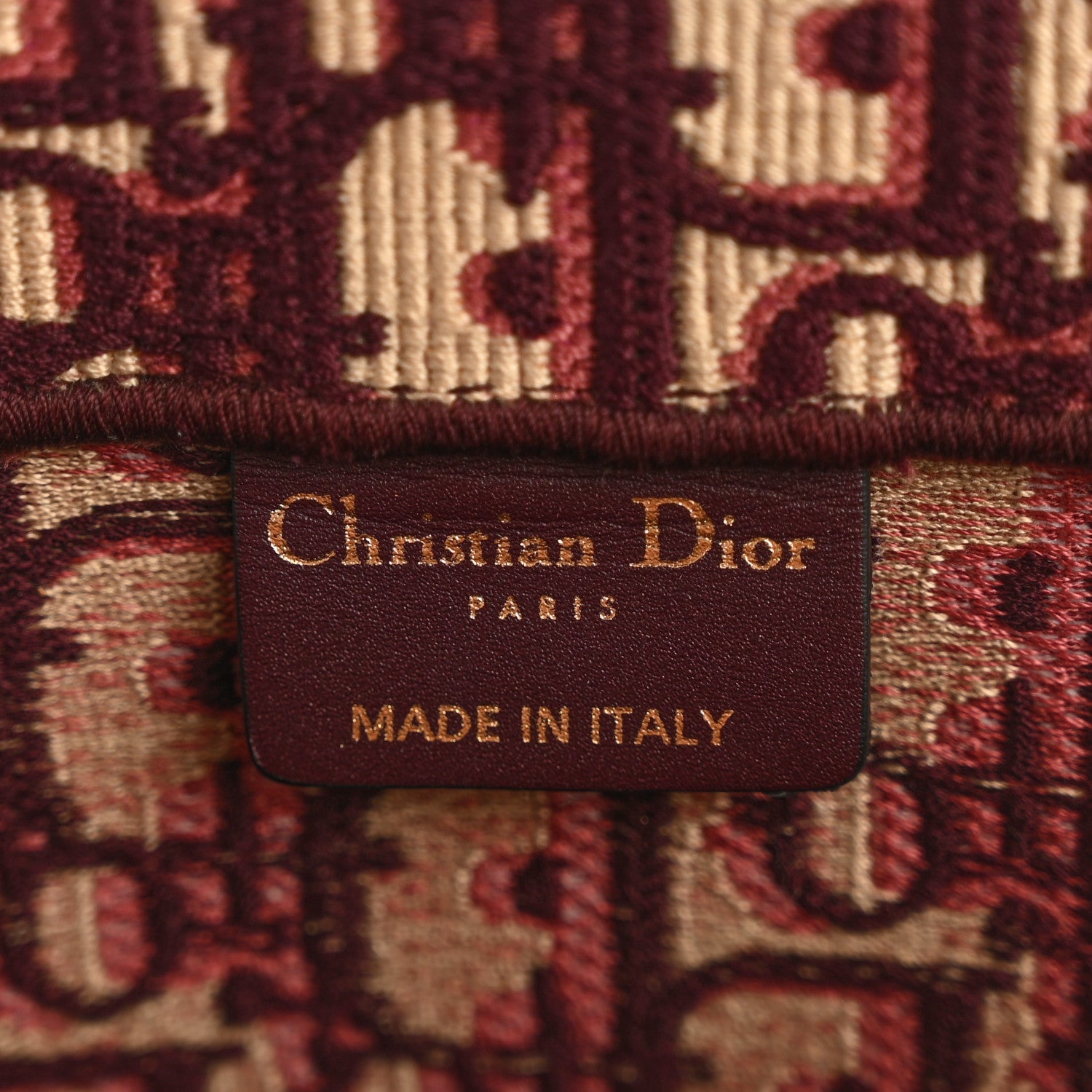 Christian Dior Oblique Large Book Tote Burgundy Multicolor