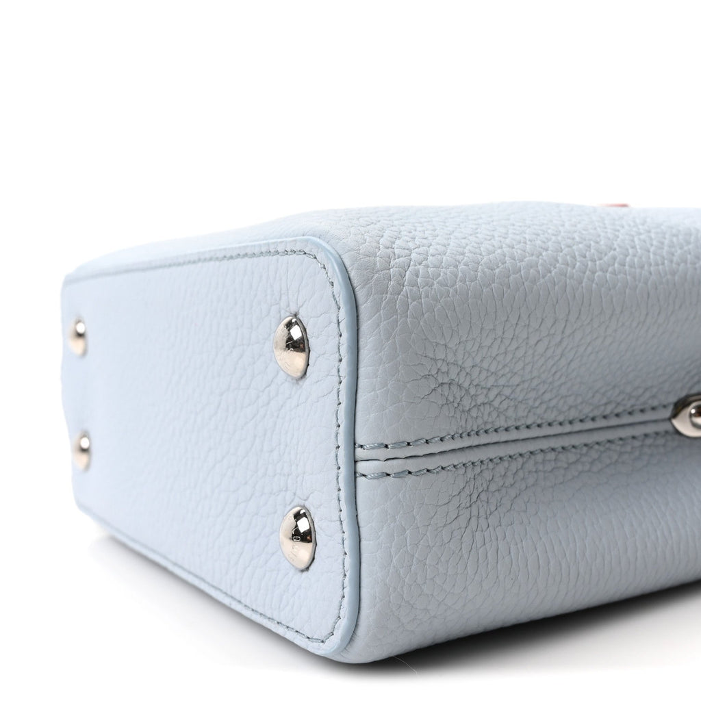 Louis Vuitton Taurillon Capucines Mini Light Blue White Red