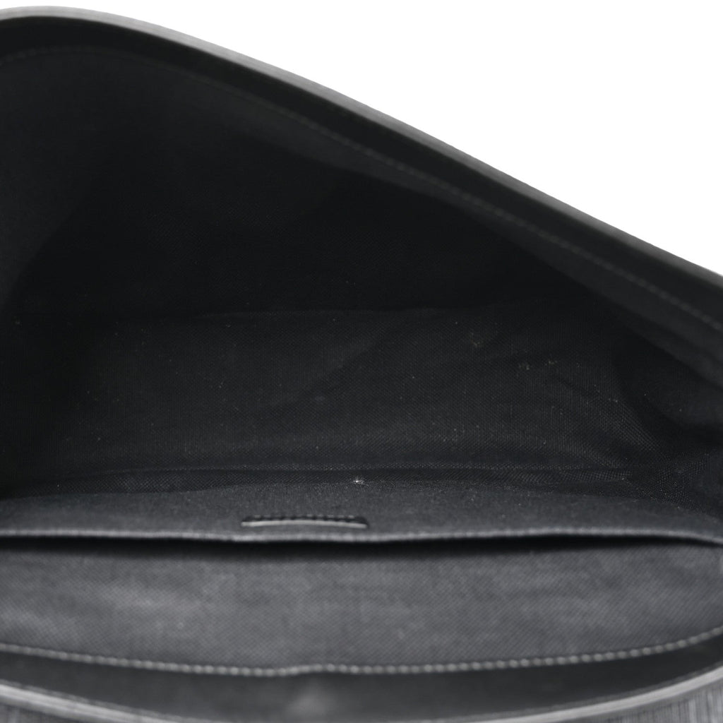 Gucci GG Supreme Monogram Textured Dollar Calfskin Retro Interlocking G Flap Messenger Bag Black
