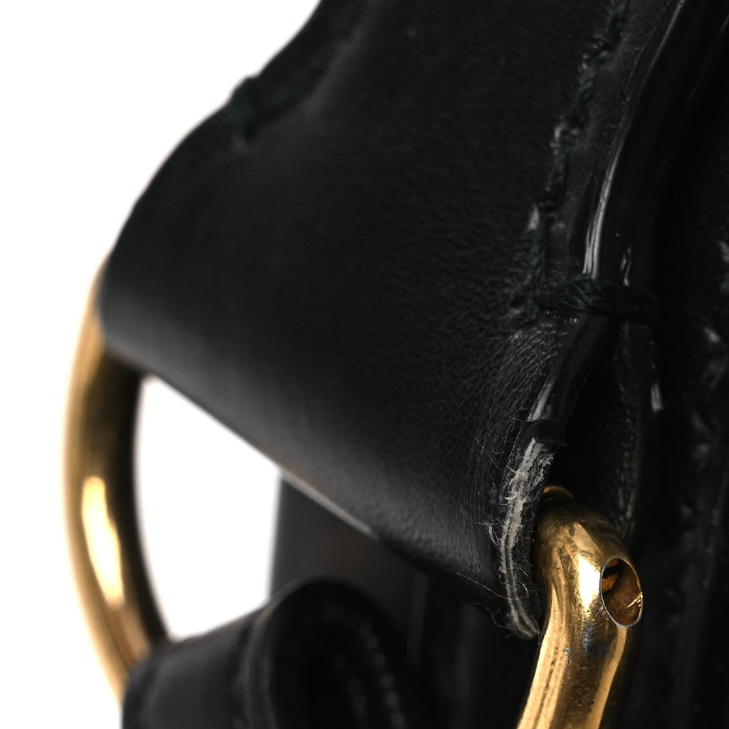 Christian Dior Calfskin D Fence Saddle Bag Black