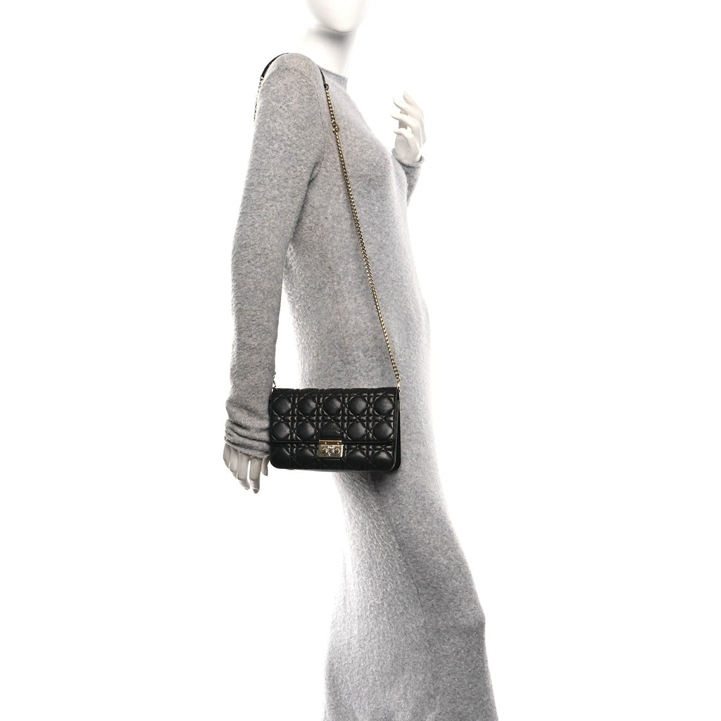 Christian Dior Lambskin Cannage Medium Miss Dior Flap Black