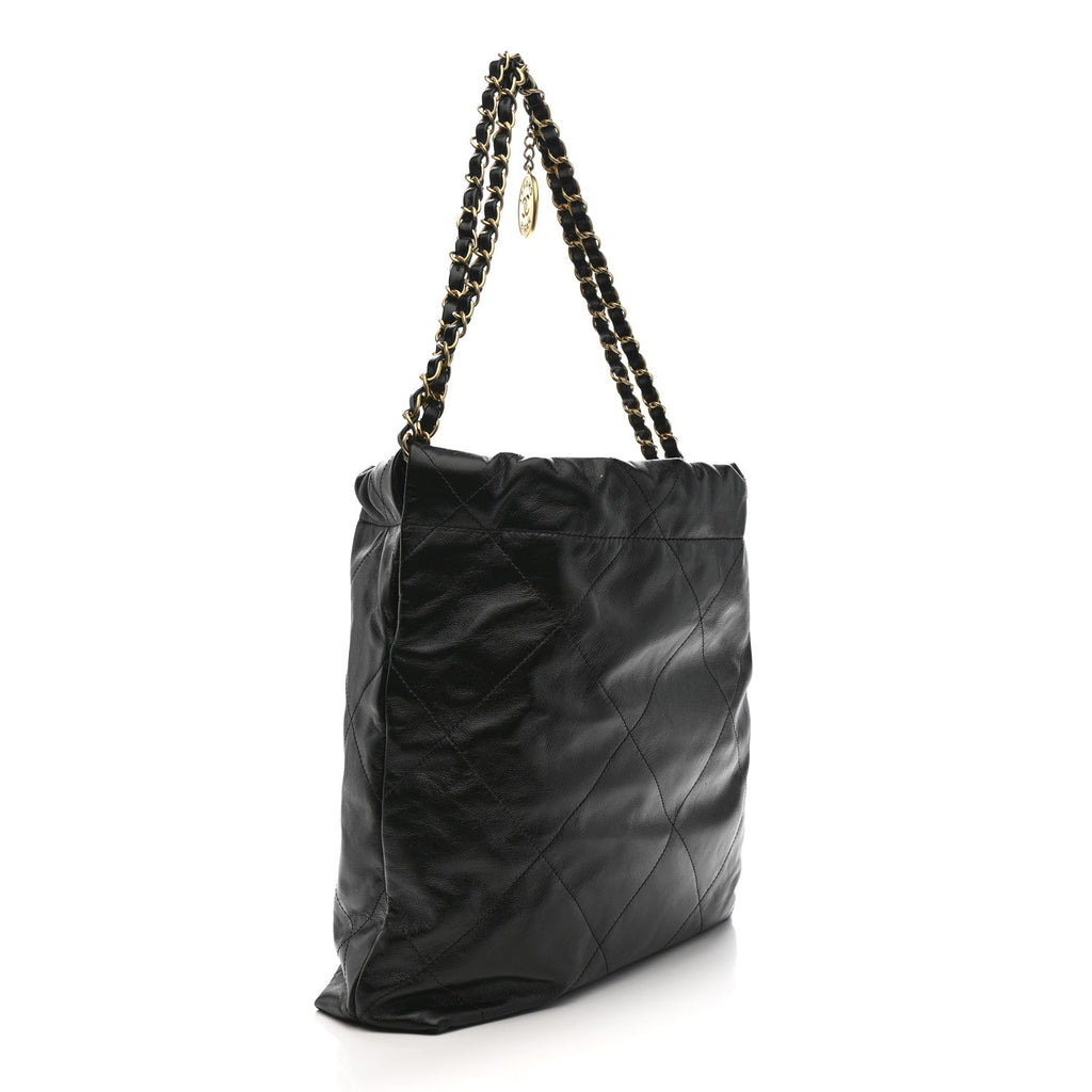 Chanel Shiny Calfskin Quilted Small Chanel 22 Black
