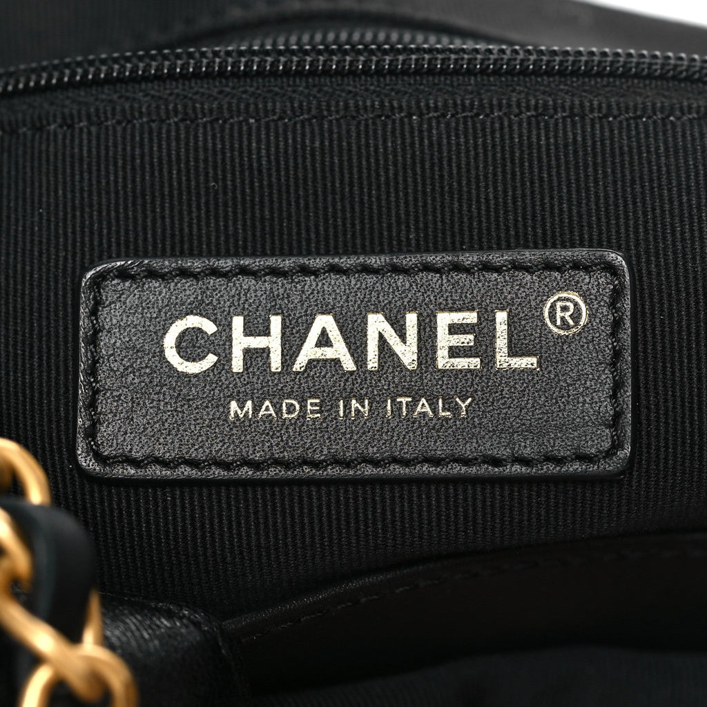 Chanel Suede Shiny Lambskin Quilted Large Shopping Bag Beige Black