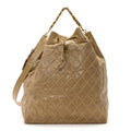 Chanel Vinyl Stitched XL Bucket Bag Beige